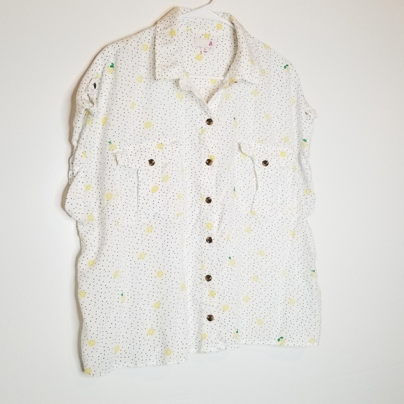 SO Tops - Button Down Short Sleeve Blouse